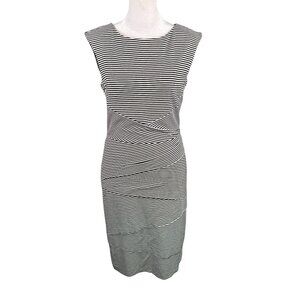 White House Black Market 10 Bandage Bodycon Dress Sleeveless Black White Stripe